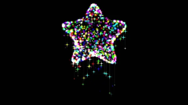 Krásná Ilustrace Tvaru Hvězdy Barevnými Třpytivými Jiskry Padajícími Hvězdami Prostém — Stock fotografie