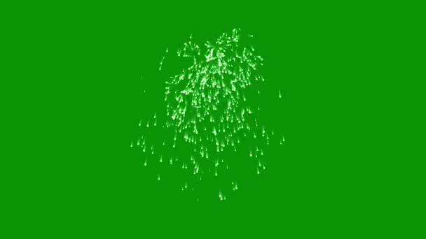 在绿色屏幕背景下 白色的火花在运动图形中闪烁 — 图库视频影像