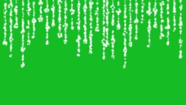 Декоративні Світлові Струни Блискучими Блискітками Фоні Зеленого Екрану — стокове відео
