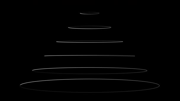 具有纯黑色背景的旋转螺旋环运动图形 — 图库视频影像