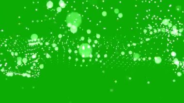 Yeşil ekran arkaplanlı beyaz bokeh parçacıkları hareket grafikleri