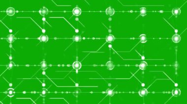 Yeşil ekran arkaplanlı dijital devre çizgileri hareket grafikleri