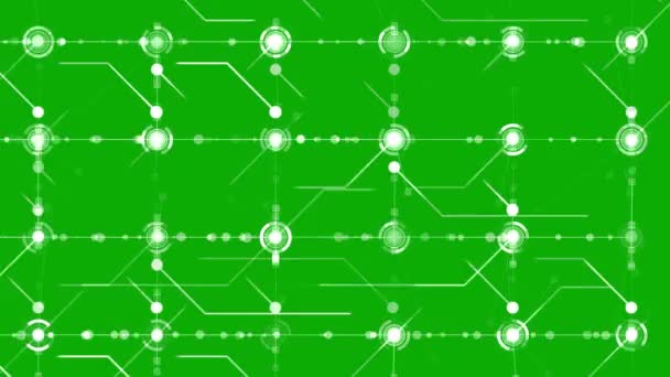 緑の画面の背景を持つデジタル回路ラインモーショングラフィックス — ストック動画