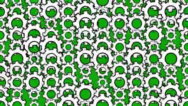 Spinning Gears Muster Bewegungsgrafik Mit Grünem Hintergrund — Stockvideo