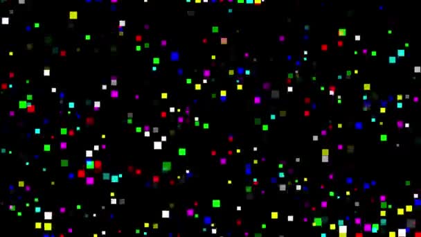 Gráficos Movimento Partículas Quadradas Coloridas Com Fundo Preto Simples — Vídeo de Stock
