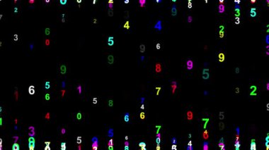 Sade siyah arkaplan ile renkli dijital sayı hareket grafikleri