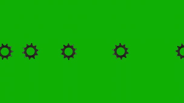 Spinning Zahnräder Einer Linie Bewegungsgrafik Mit Grünem Bildschirmhintergrund — Stockvideo