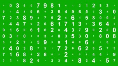 Yeşil ekran arkaplanı olan sayısal numaraların hareket grafikleri