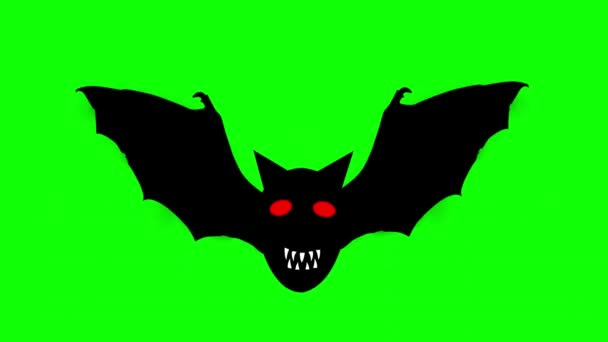 Flying Bat Fluttering Wings Green Screen Background — Stock Video