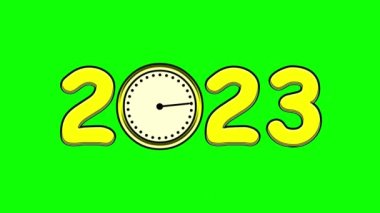 Yeşil ekran arka planında 30 saniye zamanlayıcı etkisi ile 2023 'ten 2024' e yıl değişimi