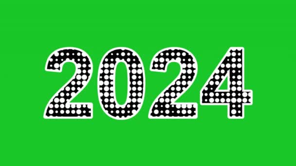 2024 Mit Weißen Glänzenden Teilchen Auf Grünem Bildschirmhintergrund — Stockvideo