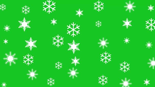 Blanco Copos Nieve Gráficos Movimiento Con Fondo Pantalla Verde — Vídeo de stock