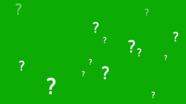 Soru sembolleri yeşil ekran arkaplanlı hareket grafikleri