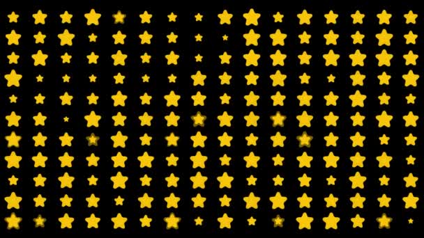 Goldsterne Muster Bewegungsgrafik Mit Schlichtem Schwarzen Hintergrund — Stockvideo