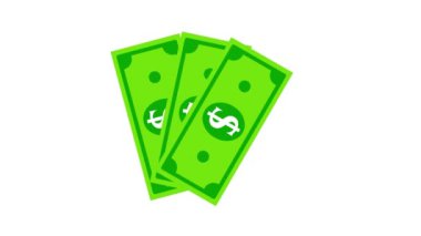 Düz beyaz arkaplan ile dolar hareketli grafikler sayılıyor