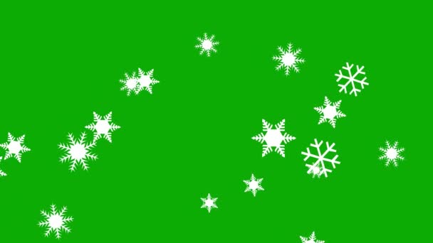 Blanco Movimiento Copos Nieve Gráficos Movimiento Con Fondo Pantalla Verde — Vídeo de stock