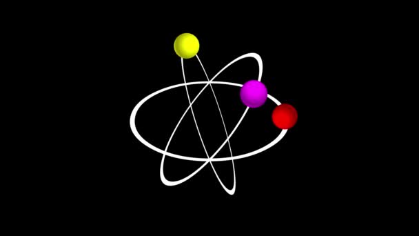平らな黒い背景を持つ軌道上の原子分子を回転させる — ストック動画