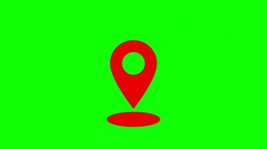 Yeşil ekran arkaplan ile kırmızı konum sembolü hareket grafikleri