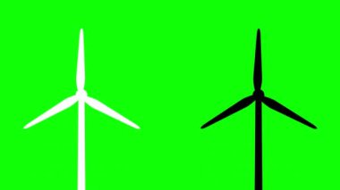 Dönen rüzgar türbinleri yeşil ekran arkaplanlı hareket grafikleri