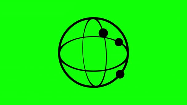 Yeşil Ekran Arka Planına Sahip Yörüngelerde Dönen Atomlar — Stok video