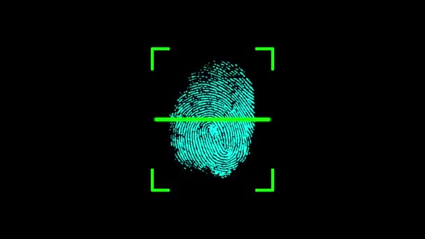 明白な黒い背景が付いている指紋のスキャン モーション グラフィック — ストック動画