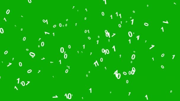 緑の画面の背景を持つデジタル二進数の運動グラフィックス — ストック動画