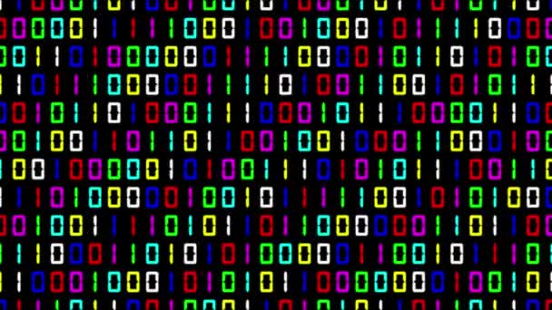 Πολύχρωμο Μοτίβο Ψηφιακών Δυαδικών Αριθμών Απλό Μαύρο Φόντο — Αρχείο Βίντεο