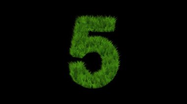 Sade siyah arkaplan üzerinde yeşil çimen etkisi olan 5 numara