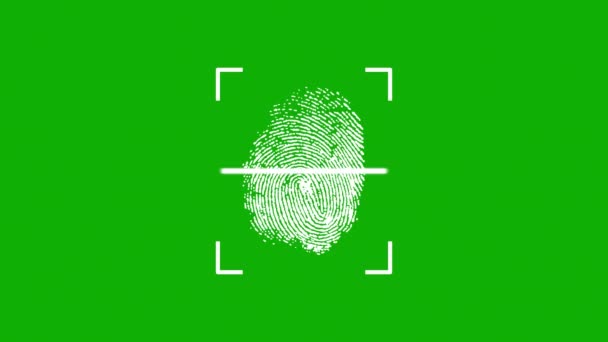 Отпечатки Пальцев Сканируют Графику Движения Зеленым Фоном — стоковое видео