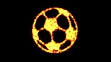 Düz siyah arkaplanda ateş efektiyle top şekli