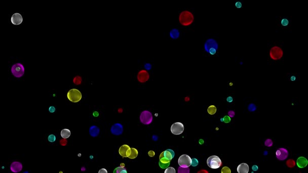 Steigende Bunte Blasen Auf Schlichtem Schwarzen Hintergrund — Stockvideo