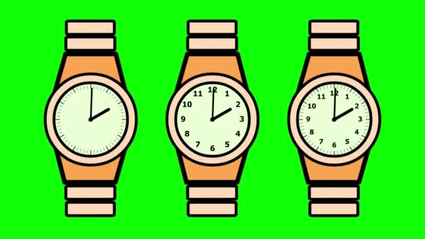 Correndo Pulso Relógios Animação Com Fundo Tela Verde — Vídeo de Stock