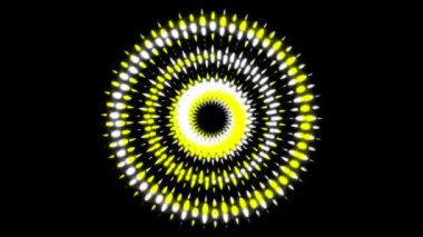 Düz siyah arkaplanda dairesel desenli parlak parçacıklar