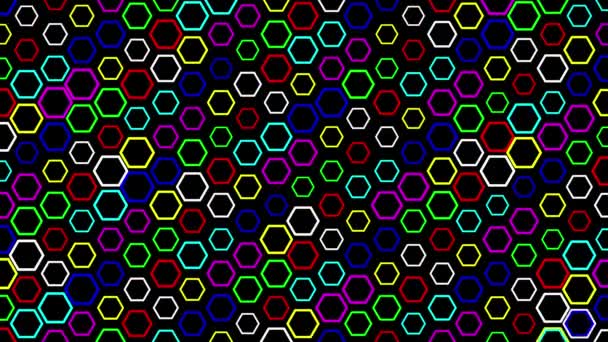 Padrão Formas Hexagonais Coloridas Fundo Preto Liso — Vídeo de Stock