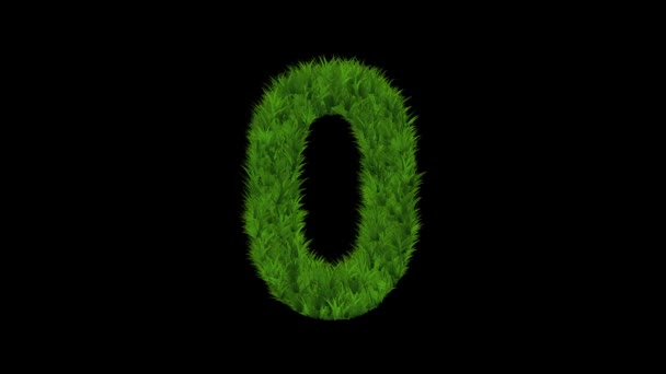 Nummer Med Grönt Gräs Effekt Vanlig Svart Bakgrund — Stockvideo