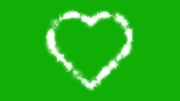 Форма Серця Блискучими Блискітками Фоні Зеленого Екрану — стокове відео
