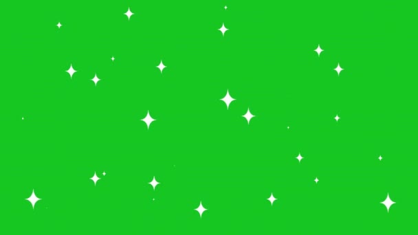闪烁着绿屏背景的星星运动图形 — 图库视频影像