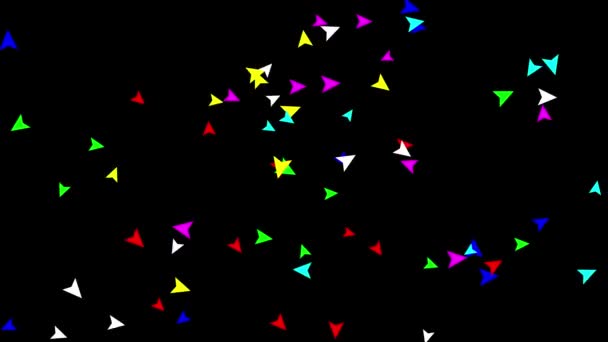 Poruszające Się Kolorowe Strzałki Nieregularnym Kierunku Zwykłym Czarnym Tle — Wideo stockowe