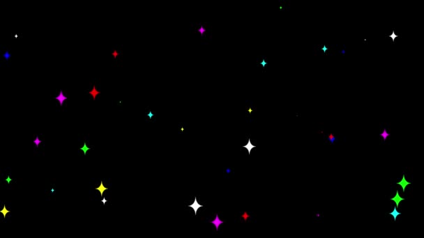 Bunte Funkelnde Sterne Bewegungsgrafik Mit Schlichtem Schwarzen Hintergrund — Stockvideo