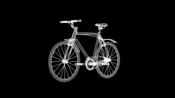Spinning Wireframe Cykel Vanlig Svart Bakgrund — Stockvideo