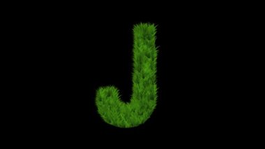 Sade siyah arkaplan üzerinde yeşil çimen efektli İngiliz alfabesi j