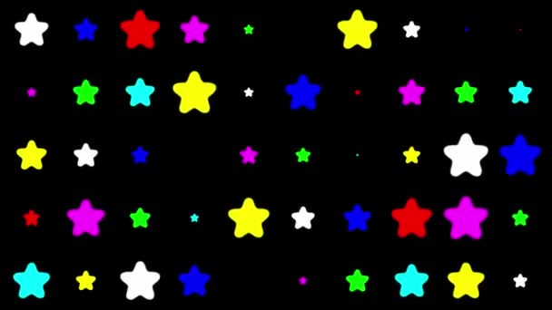 Padrão Estrelas Cintilantes Coloridas Fundo Preto Liso — Vídeo de Stock