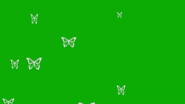 Farfalle Volanti Grafica Movimento Con Sfondo Schermo Verde — Video Stock