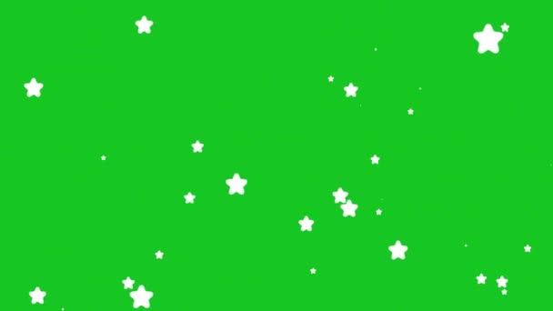 在绿屏背景上升起的闪烁的星星 — 图库视频影像