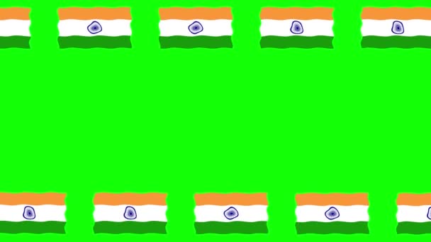 Drapeaux Indiens Mobiles Cadre Décoratif Sur Fond Écran Vert — Video