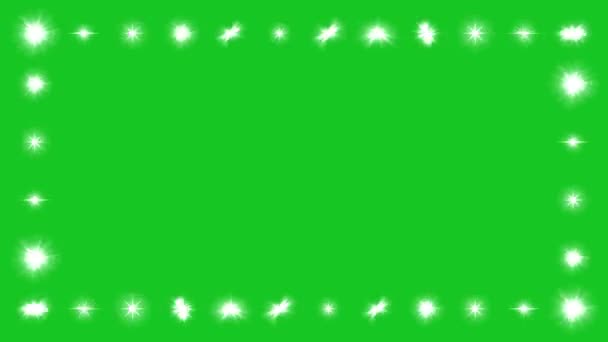 在绿色的屏幕背景上闪烁着闪闪发光的装饰框架 — 图库视频影像