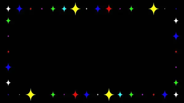 Colorful Twinkling Stars Decorative Frame Plain Black Background — Stock fotografie