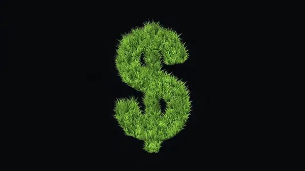 Piękna Ilustracja Symbolu Dolara Efektem Zielonej Trawy Czarnym Tle — Zdjęcie stockowe
