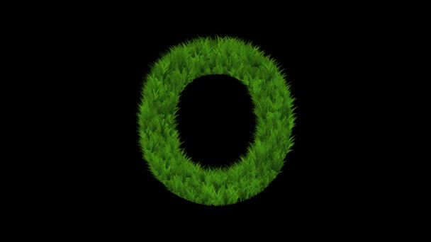 Englisches Alphabet Mit Grünem Graseffekt Auf Schwarzem Hintergrund — Stockvideo