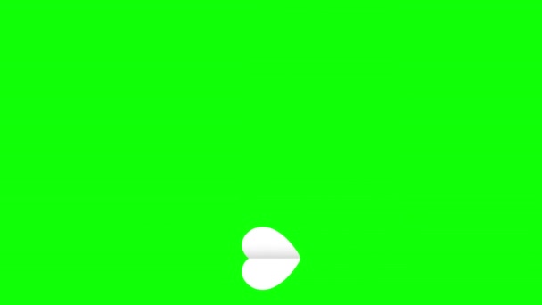 Cirkel Witte Papieren Hart Beweging Graphics Met Groene Scherm Achtergrond — Stockvideo